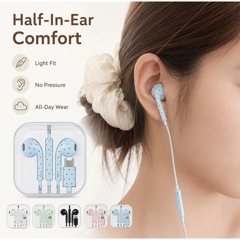 Type C Earphones Polka Dot Sta - Usb C Earphone review and price