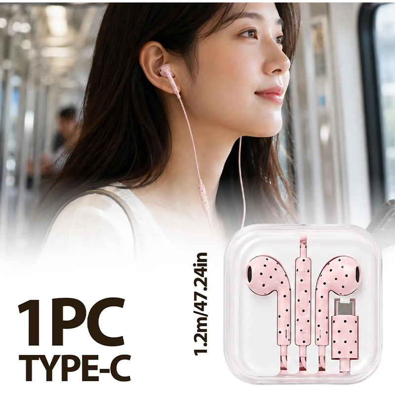 Type C Earphones Polka Dot Sta - Usb C Earphone review and price