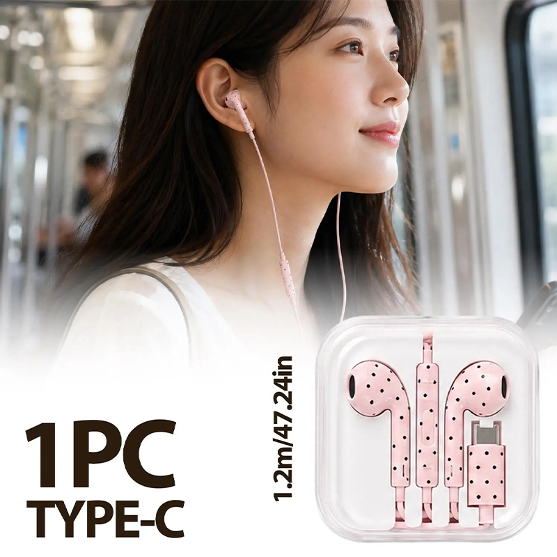 Cute Polka-dot Star Type C Ear - Usb C Earphone review and price