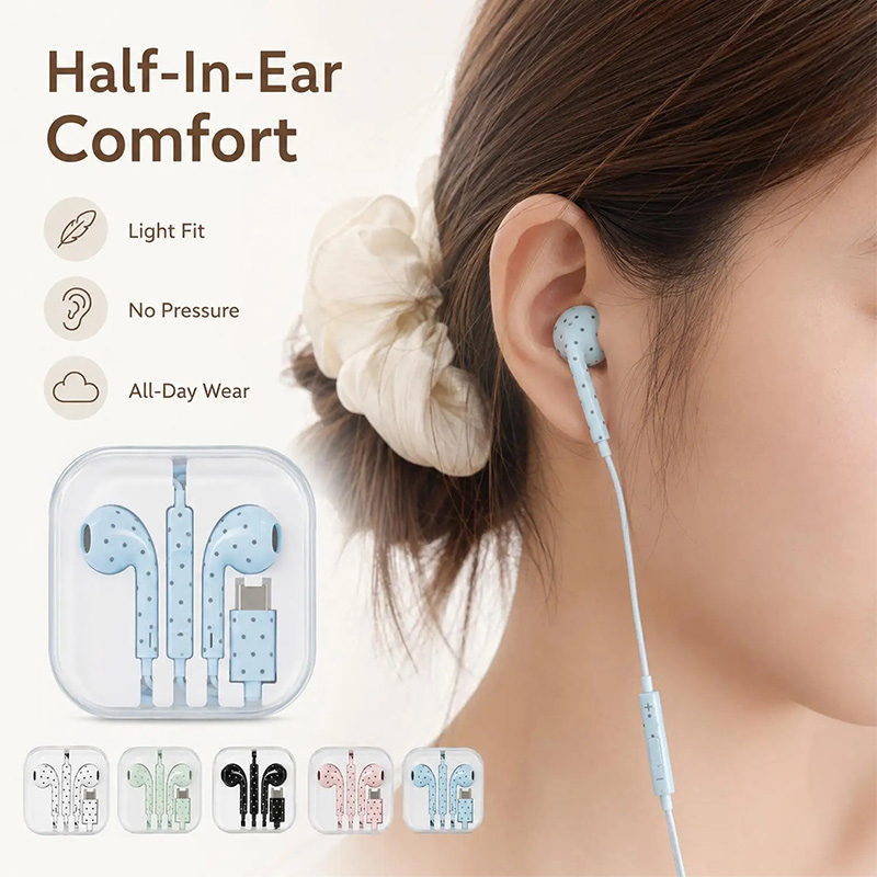 Cute Polka-dot Star Type C Ear - Usb C Earphone review and price
